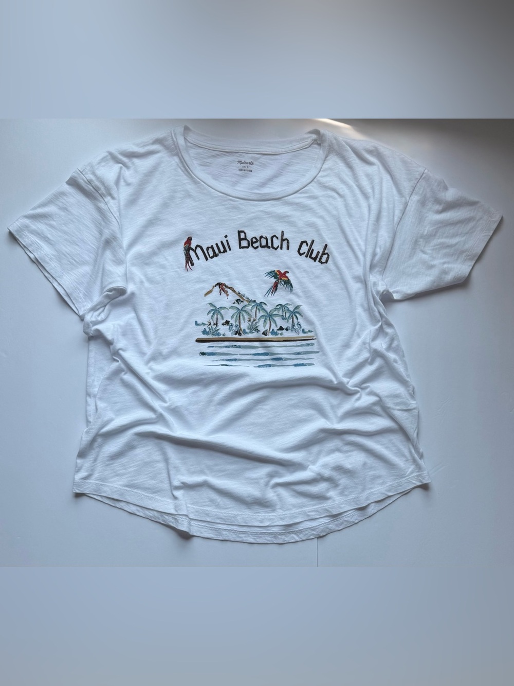 Madewell Maui Beach Club Graphic Tee Size L | White Tropical T-Shirt EUC - Picture 2 of 10